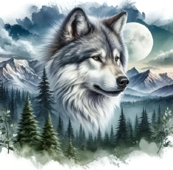 Diamond Painting Wolf in den Bergen